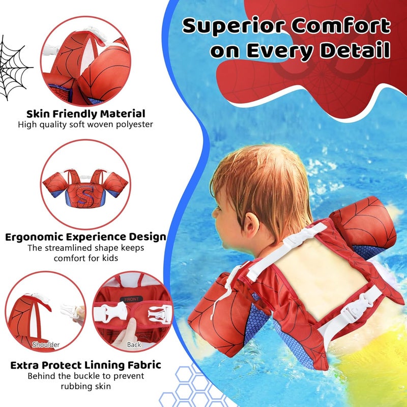 Vvinca Separable Toddler Swim Vest Fit 22-66 Lbs（2-6 Years）| 3 in 1 Toddler Floaties Pool Float & Arm Bands Boys and Girls, Adjustable Sturdy Safety for 2 3 4 5 6 Year - Image 4